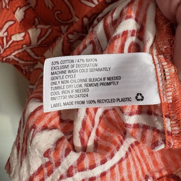 Women's Flutter Short Sleeve Top Shirt Knox Rose Orange Floral XXL Boho Colorful - Picture 9 of 10